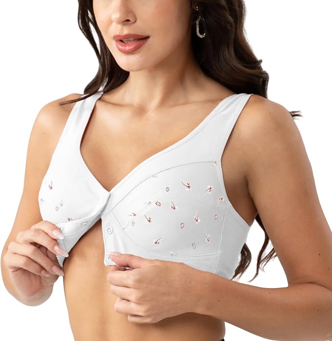 Front-Button Anti sagging Jersey Cotton Wireless Bra!