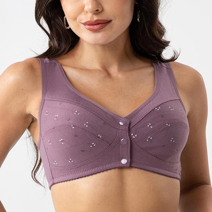Front-Button Anti sagging Jersey Cotton Wireless Bra!