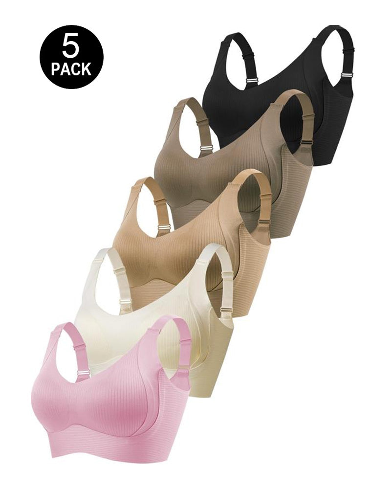 Solid Color Four Rows Adjustable Wireless Women's Bra