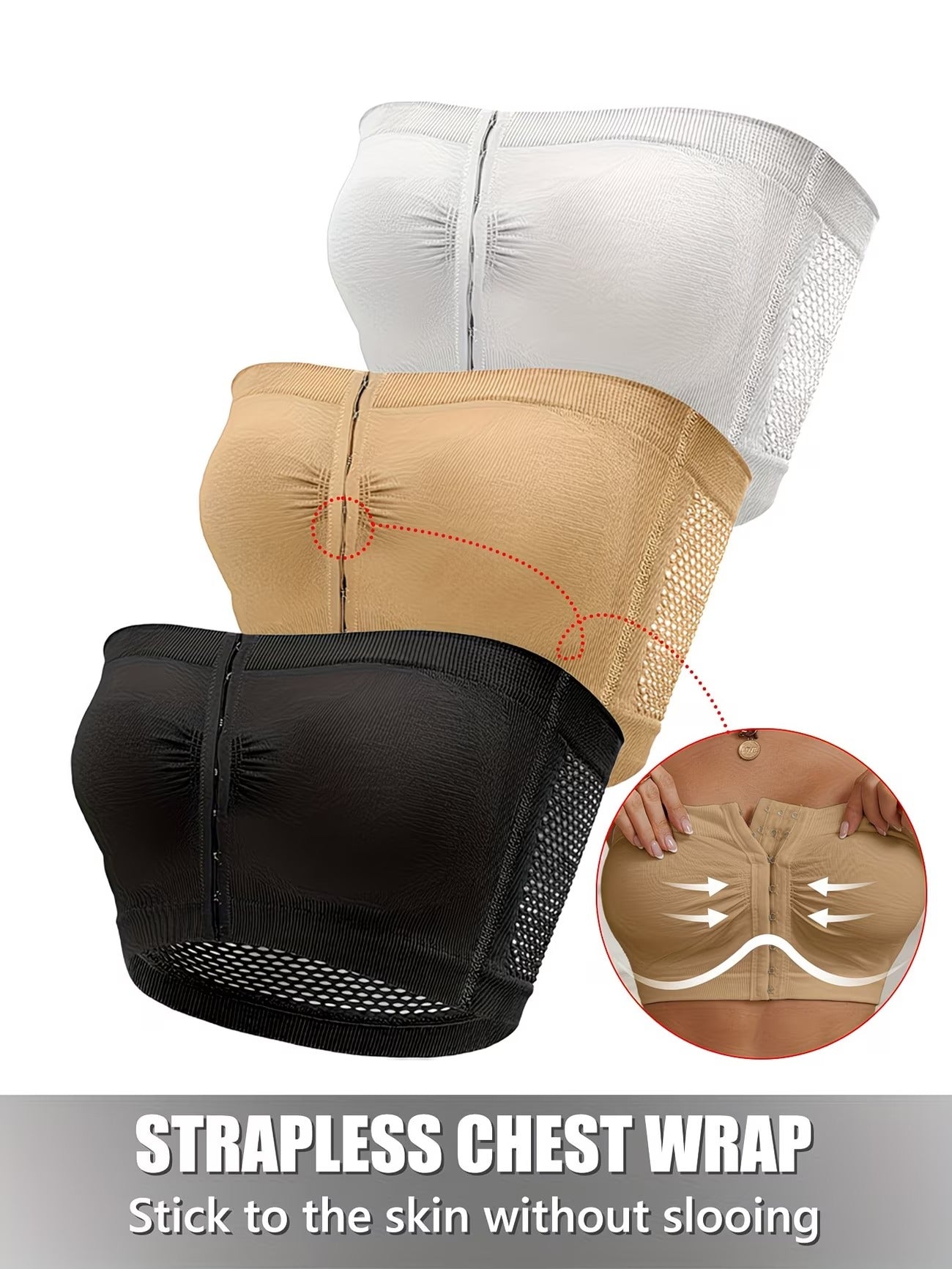 Breathable 3PCS Strapless Bra.